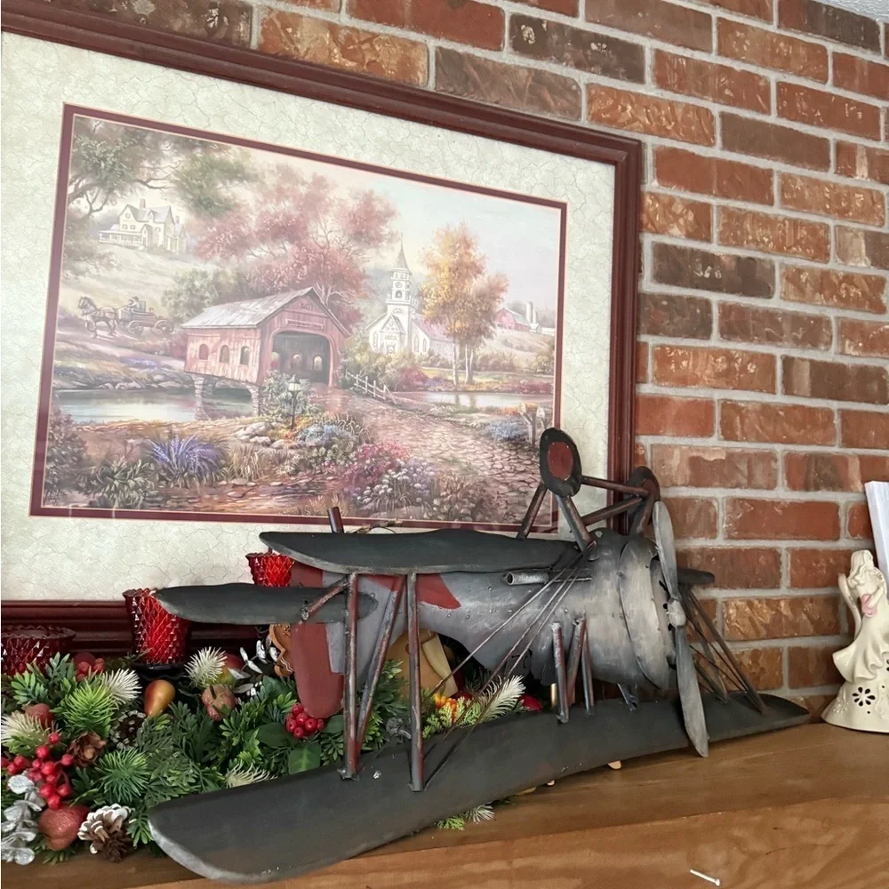 Vintage 1977 Airplane Metal Wall Decor 3 Feet